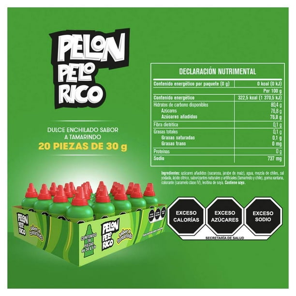 Dulce Enchilado Pelon Pelo Rico Sabor Tamarindo 20 pzas