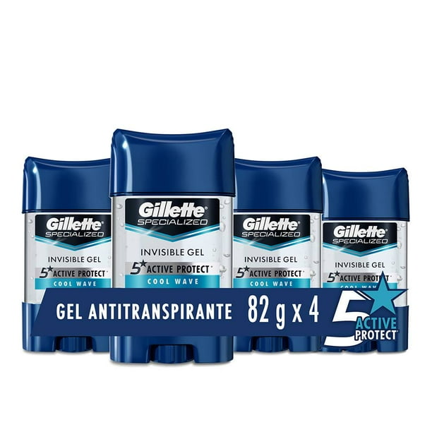 Antitranspirante en Gel Gillette Specialized Cool Wave 4 pzas de 82 g c/u