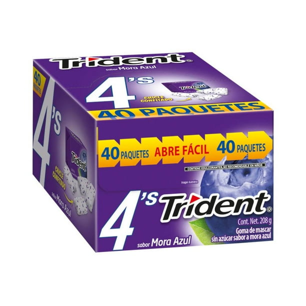 Goma de Mascar Trident Mora Azul 4's 40 pzas
