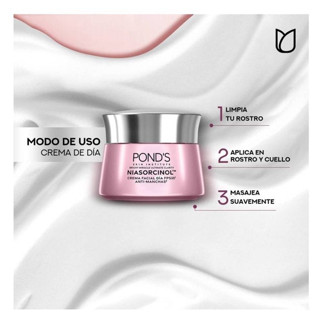 Crema facial Pond's Bright Miracle Ultimate Clarity de día Niasorcinol antimanchas 50 g
