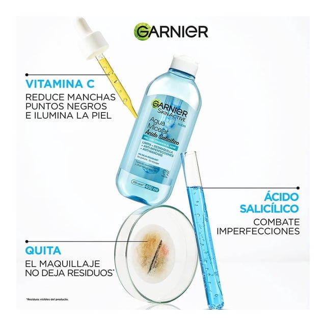 Agua micelar Garnier Skin Active anti imperfecciones con ácido salicílico 400 ml