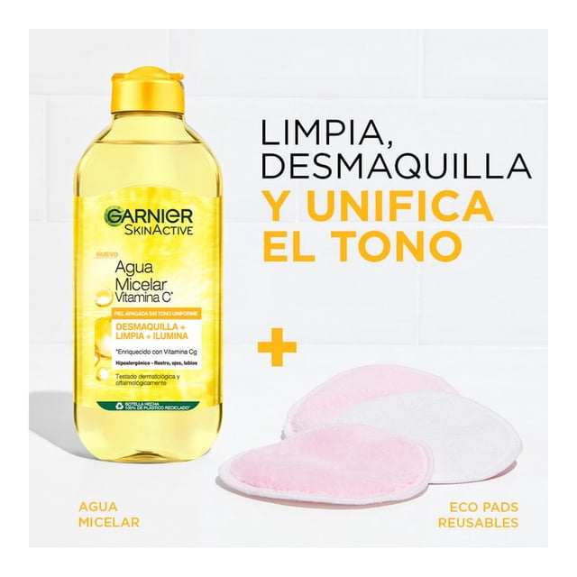 Agua micelar Garnier skin active express aclara tono uniforme 400 ml