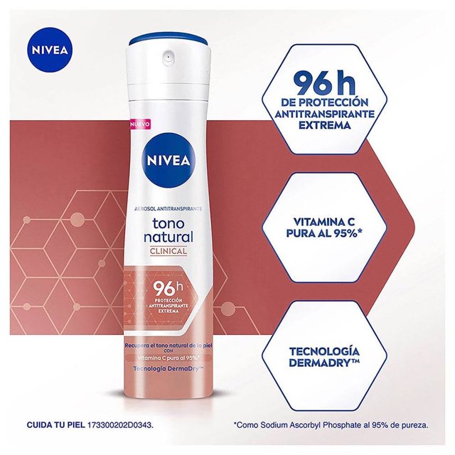 Antitranspirante NIVEA Clinical tono natural clinical aclarante spray 150 ml