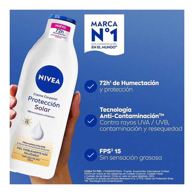 Crema corporal humectante NIVEA protección solar fps15 220 ml