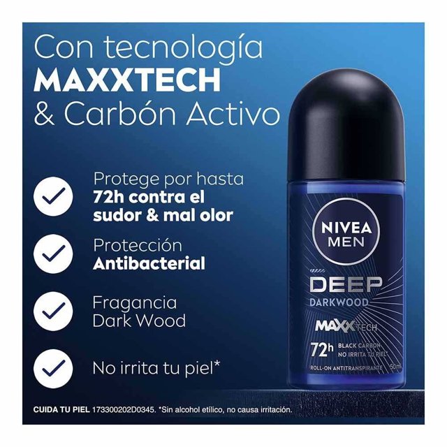 Antitranspirante hombre roll on Nivea Deep Darkwood 50ml