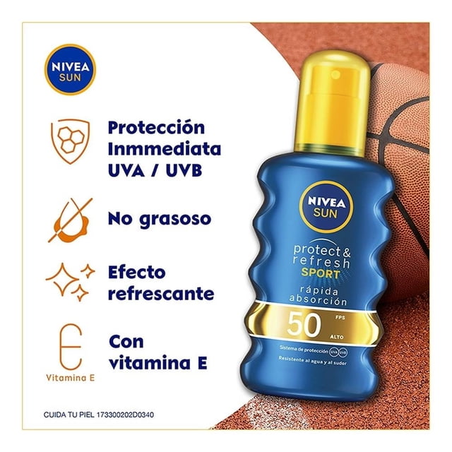Protector solar corporal NIVEA SUN Protect & Refresh Sport resistente al agua y al sudor fps 50+ 200 ml