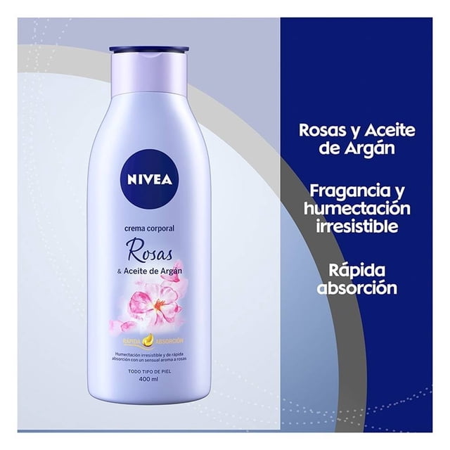 Crema corporal NIVEA humectante senses rosas y aceite de argán 400 ml