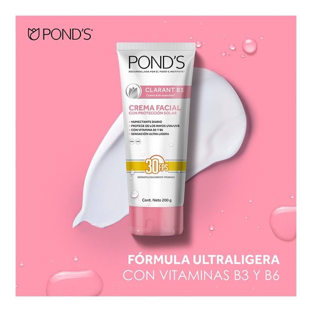 Crema facial anti-manchas Pond´s Clarant B3 con protector solar 30 fps 200 g