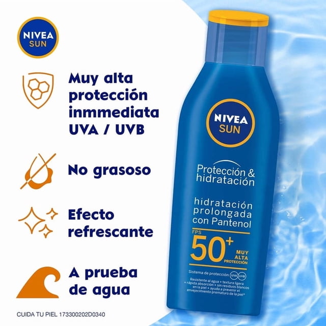 Protector solar corporal NIVEA SUN Protect & Moisture resistente al agua con fps 50+ 200 ml