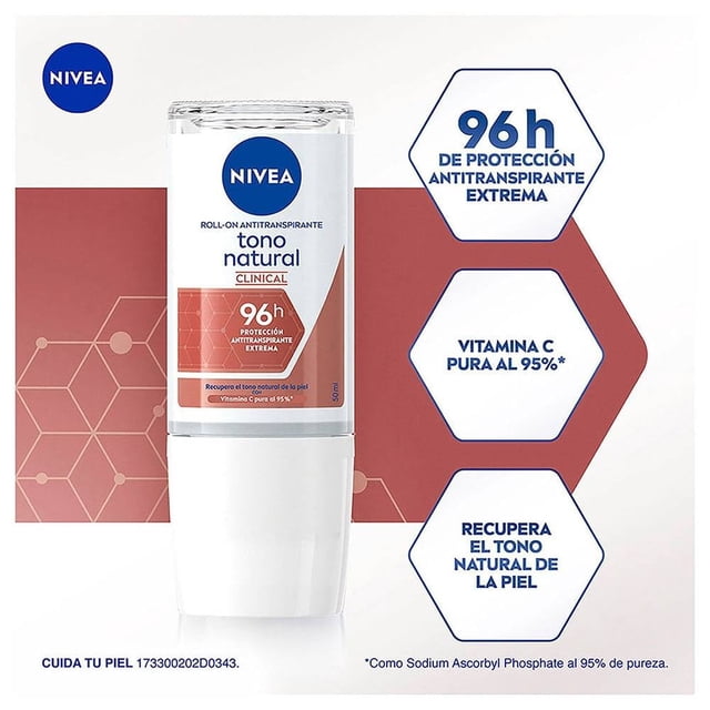 Antitranspirante NIVEA Clinical tono natural clinical aclarante roll on 50 ml
