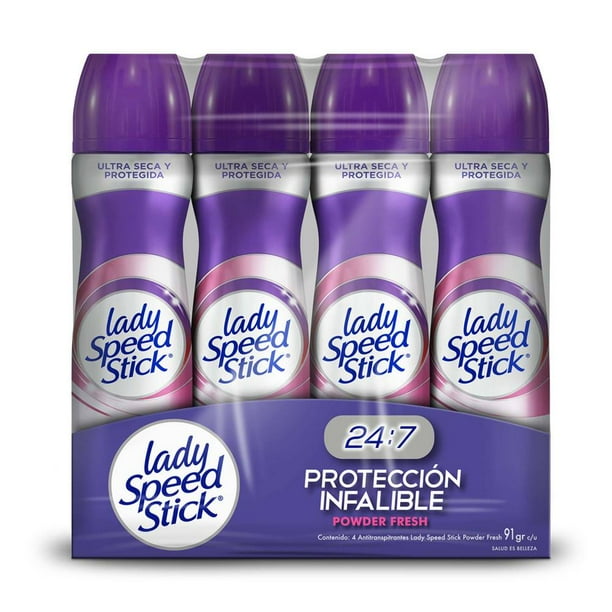 Antitranspirante en Aerosol Lady Speed Stick Powder Fresh 4 pzas de 150 ml c/u