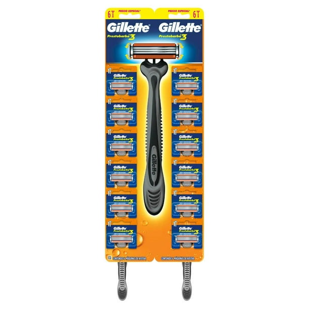 Rastrillo Gillette Prestobarba3 con 3 Hojas 12 pzas
