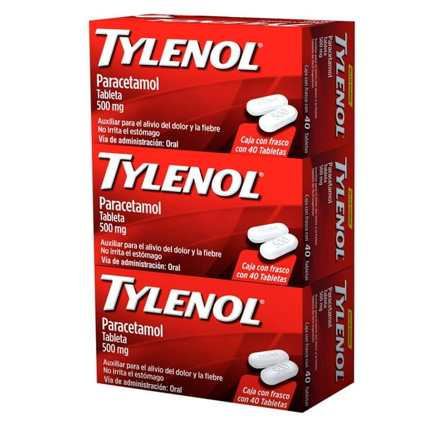 Paracetamol Tylenol con 120 Tabletas de 500 mg c/u
