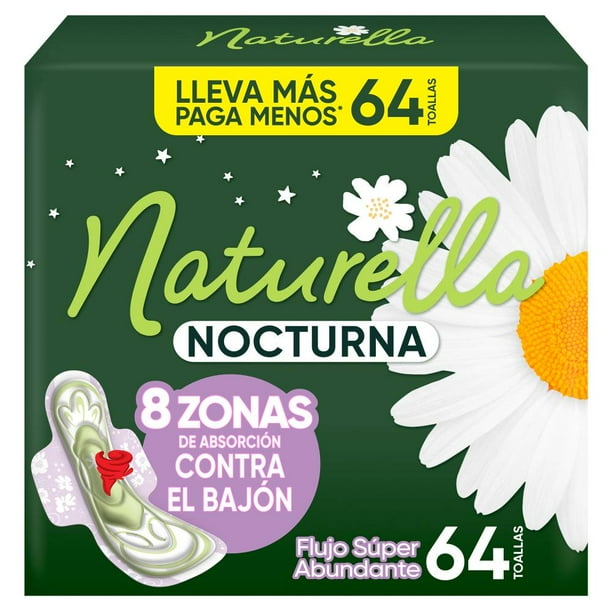 Toallas Femeninas Naturella Nocturna Flujo Super Abundante 64 pzas