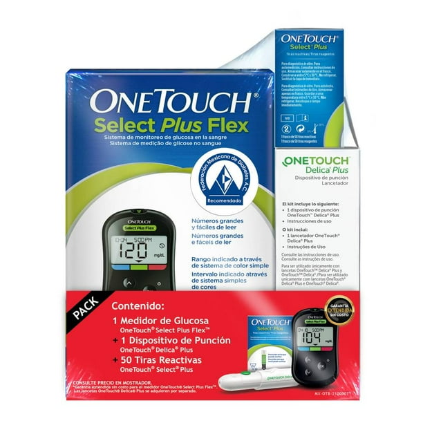 Select Plus Flex System Kit 0370 Onetouch Select Plus Flex + Dispositivo de Punción + 50 Tiras Reactivas