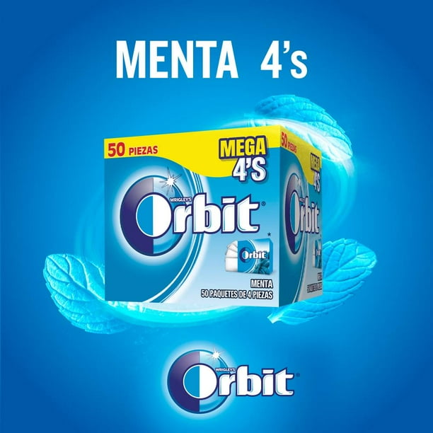 Goma de Mascar Wrigley's Orbit Mega 4's Sabor Menta 50 pzas