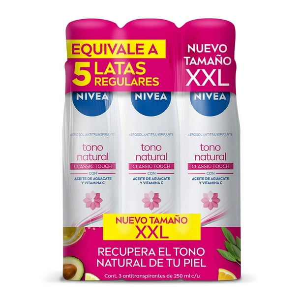 Antitranspirante Nivea Tono Natural XXL 3 pzs de 250 ml c/u