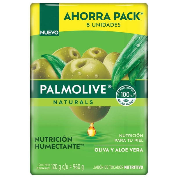 Jabón en Barra de Tocador Palmolive Naturals Oliva y Aloe Vera 8 pzas de 120 g c/u
