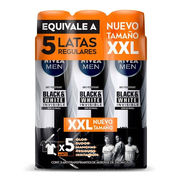 Antitranspirante Nivea Men Black and White Invisible Power 3 pzas de 250 ml