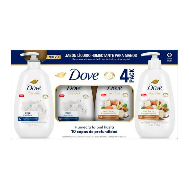 Jabón Líquido para Manos Dove 2 pzas de Deep Moisture y 2 pzas de Shea Butter de 355 ml