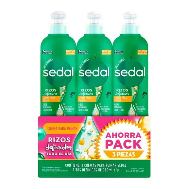Crema para Peinar Sedal Rizos Definidos 3 pzas de 380 ml c/u