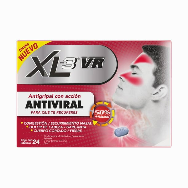 Antigripal XL3 VR Clorfenamina, Amantadina, Paracetamol 24 Tabletas