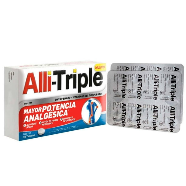 Diclofenaco + Vitaminas del Complejo B ALLI TRIPLE 20 Tabletas