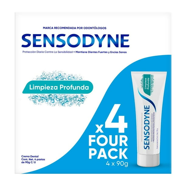Crema Dental Sensodyne Limpieza Profunda 4 pzas de 90 g c/u