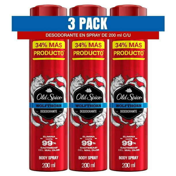 Desodorante Old Spice Wolfthorn Body Spray 3 pzas de 200 ml c/u