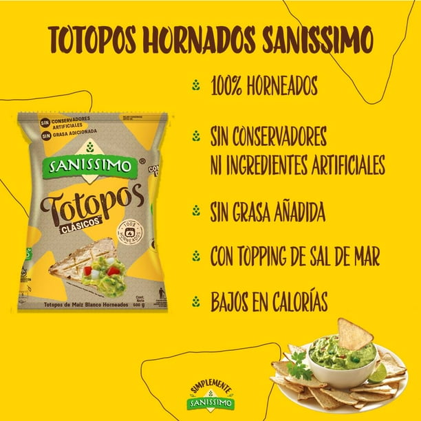Totopos de Maíz Blanco SANISSIMO Horneados Clásicos 500 g