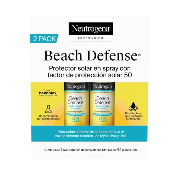 Set Protector Solar Neutrogena BEACH DEFENSE 2 pzas en Spray FPS 50 de 180 g c/u