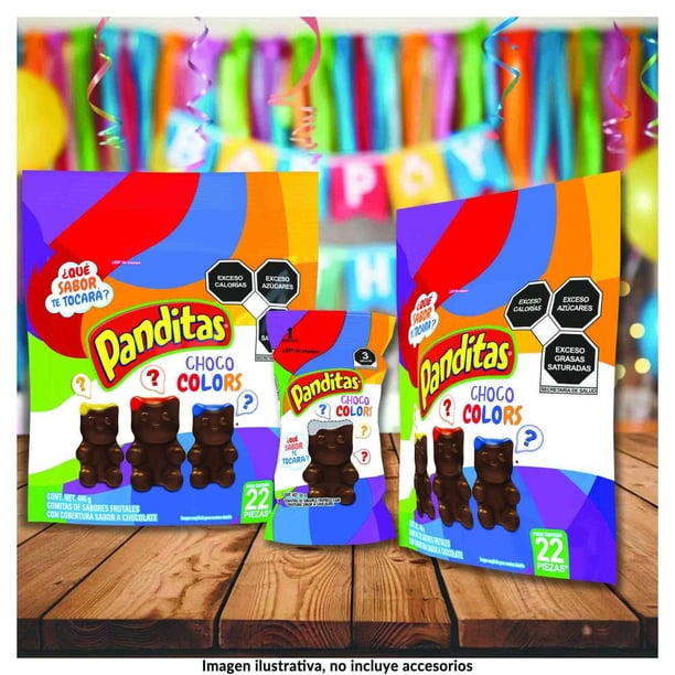 Gomitas PANDITAS Choco Colors de Sabores Frutales con Cobertura de Chocolate 440 gr
