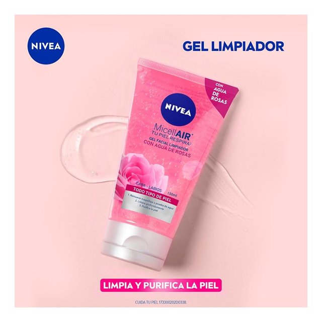 Gel facial limpiador NIVEA Agua de Rosas desmaquillante para todo tipo de piel 150 ml