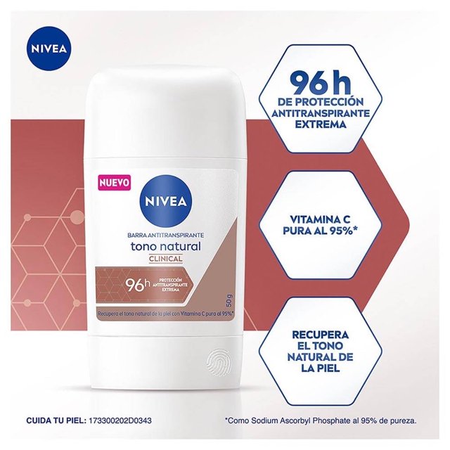 Antitranspirante NIVEA barra clinical tono natural 50 g