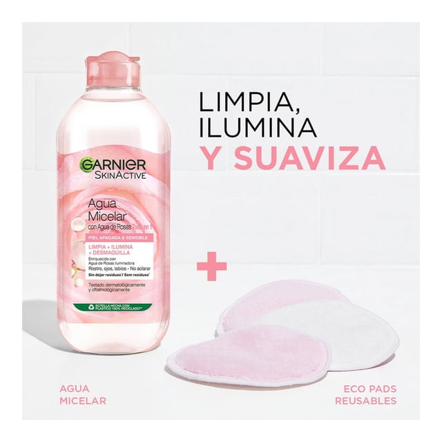 Agua micelar Garnier skin active con agua de rosas 400 ml