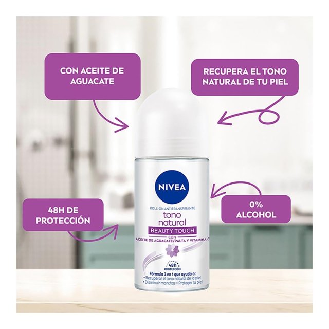 Antitranspirante NIVEA tono natural beauty touch roll on 50 ml
