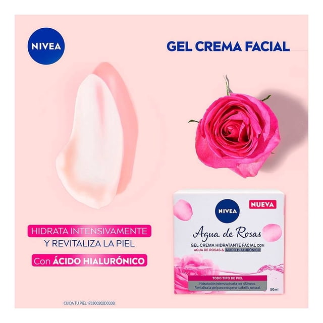 Gel crema facial NIVEA Agua de Rosas con ácido hialurónico para todo tipo de piel 50 ml