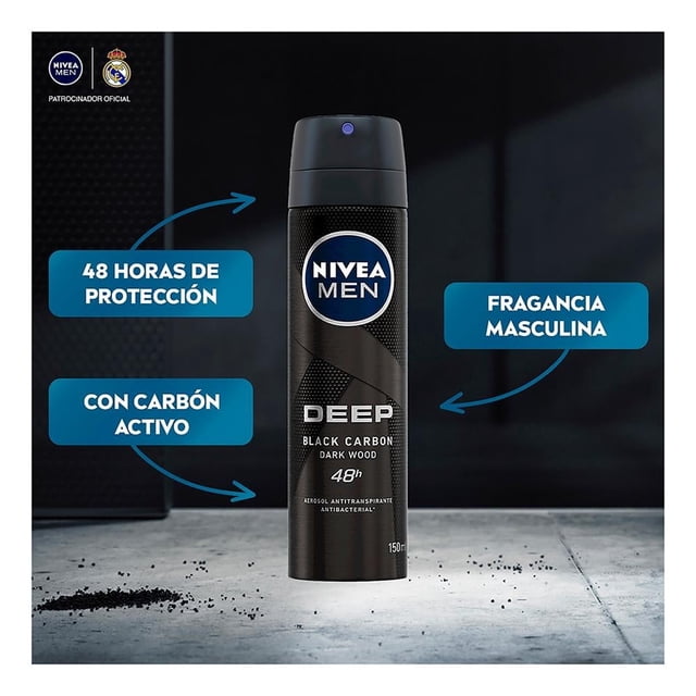 Antitranspirante NIVEA MEN deep black carbon antibacterial spray 150 ml