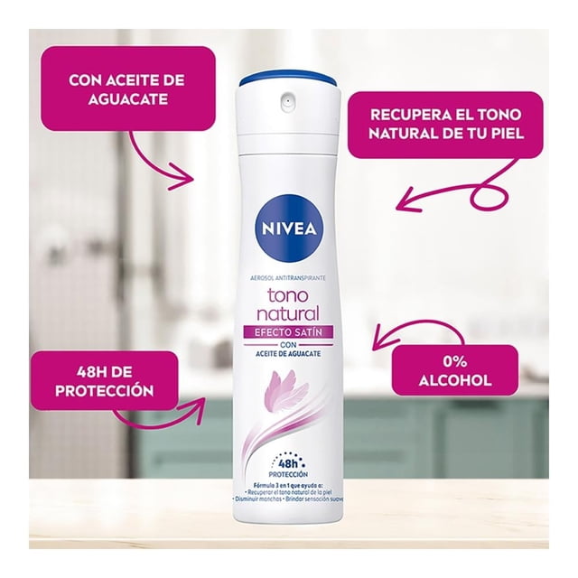 Antitranspirante NIVEA aclarado natural efecto satín spray 150 ml